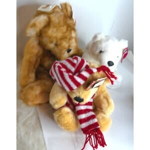 Vintage Dan Dee TL Toys Christmas Collector Plush Stuffed Holiday Bears SET OF 3